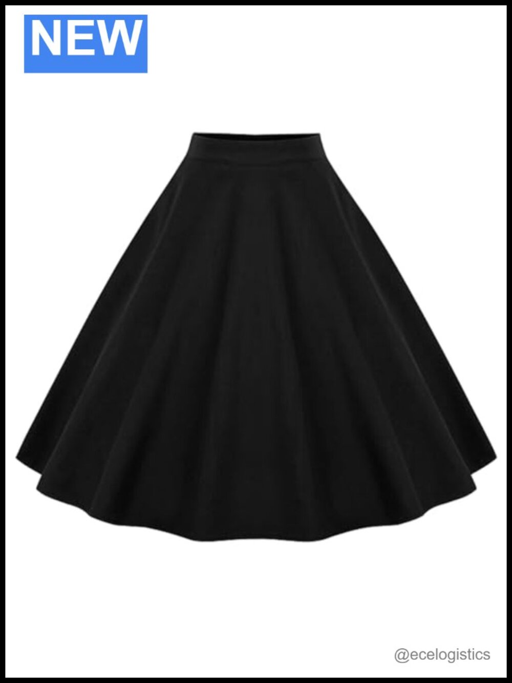 High Waisted A-Line Midi Skirt with Zipper, Cotton